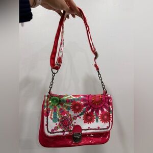Desigual Pink and Red Floral Shoulder Bag